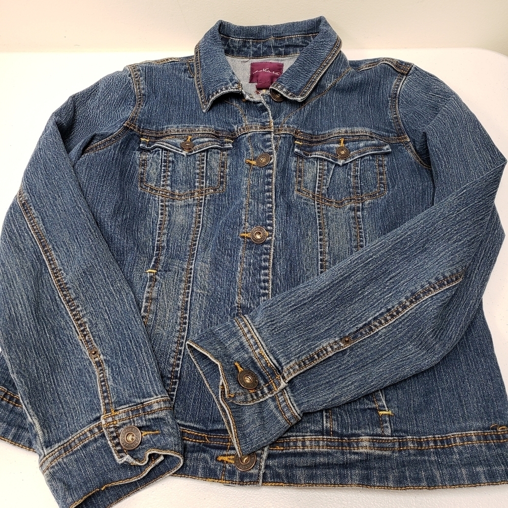 Gloria Vanderbilt Womens Embroidered Button Up Denim Jean Jacket Size Large - Picture 8 of 8